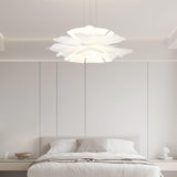 Modern Lotus Flower Pendant Light Fixture White Acrylic Petal Hanging Ceiling Lamp