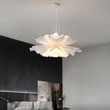 Modern Lotus Flower Pendant Light Fixture White Acrylic Petal Hanging Ceiling Lamp