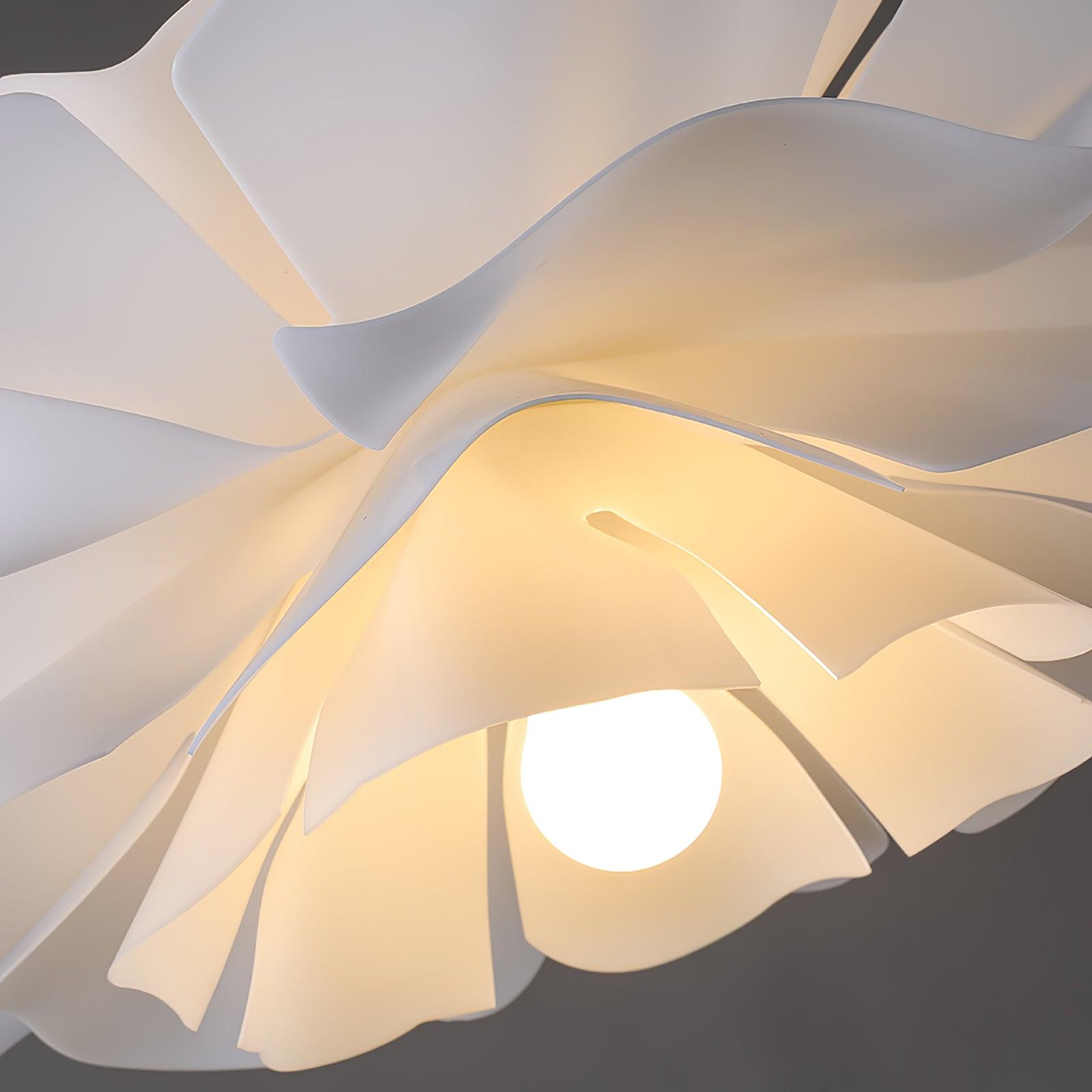Modern Lotus Flower Pendant Light Fixture White Acrylic Petal Hanging Ceiling Lamp