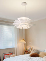 Modern Lotus Flower Pendant Light Fixture White Acrylic Petal Hanging Ceiling Lamp