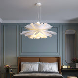 Modern Lotus Flower Pendant Light Fixture White Acrylic Petal Hanging Ceiling Lamp