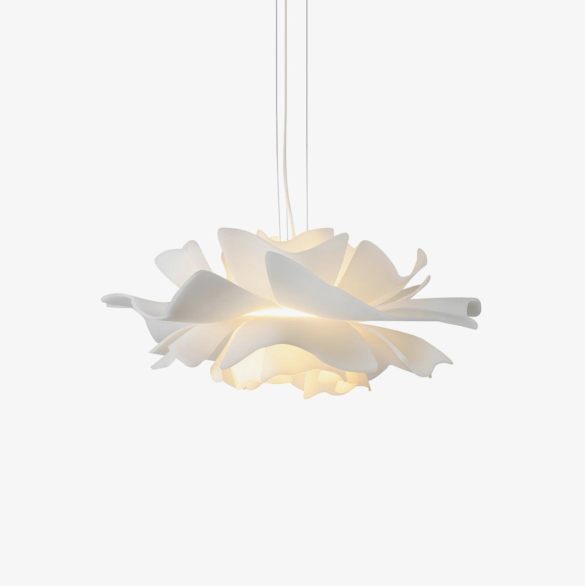 Modern Lotus Flower Pendant Light Fixture White Acrylic Petal Hanging Ceiling Lamp