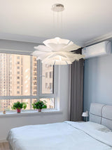 Modern Lotus Flower Pendant Light Fixture White Acrylic Petal Hanging Ceiling Lamp