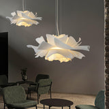 Modern Lotus Flower Pendant Light Fixture White Acrylic Petal Hanging Ceiling Lamp