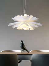 Modern Lotus Flower Pendant Light Fixture White Acrylic Petal Hanging Ceiling Lamp