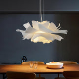 Modern Lotus Flower Pendant Light Fixture White Acrylic Petal Hanging Ceiling Lamp