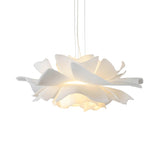 Modern Lotus Flower Pendant Light Fixture White Acrylic Petal Hanging Ceiling Lamp