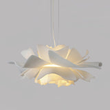 Modern Lotus Flower Pendant Light Fixture White Acrylic Petal Hanging Ceiling Lamp