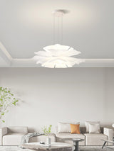 Modern Lotus Flower Pendant Light Fixture White Acrylic Petal Hanging Ceiling Lamp