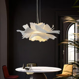Modern Lotus Flower Pendant Light Fixture White Acrylic Petal Hanging Ceiling Lamp