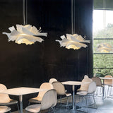 Modern Lotus Flower Pendant Light Fixture White Acrylic Petal Hanging Ceiling Lamp