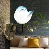 Modern Lotus Flower Resin Wall Sconce with 3 Color Dimming for Bedroom and Living Room Lighting