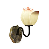 Modern Lotus Flower Resin Wall Sconce with 3 Color Dimming for Bedroom and Living Room Lighting