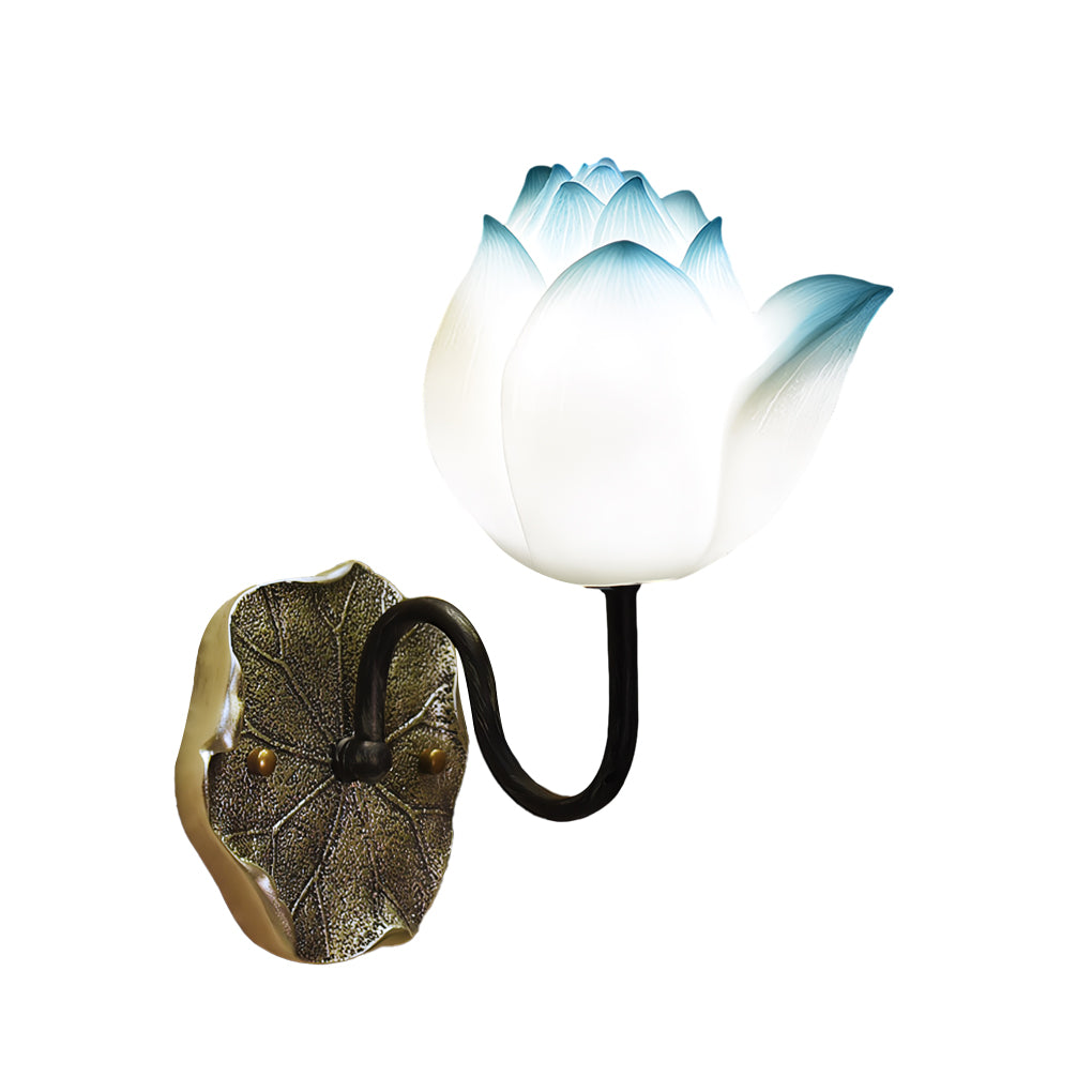 Modern Lotus Flower Resin Wall Sconce with 3 Color Dimming for Bedroom and Living Room Lighting
