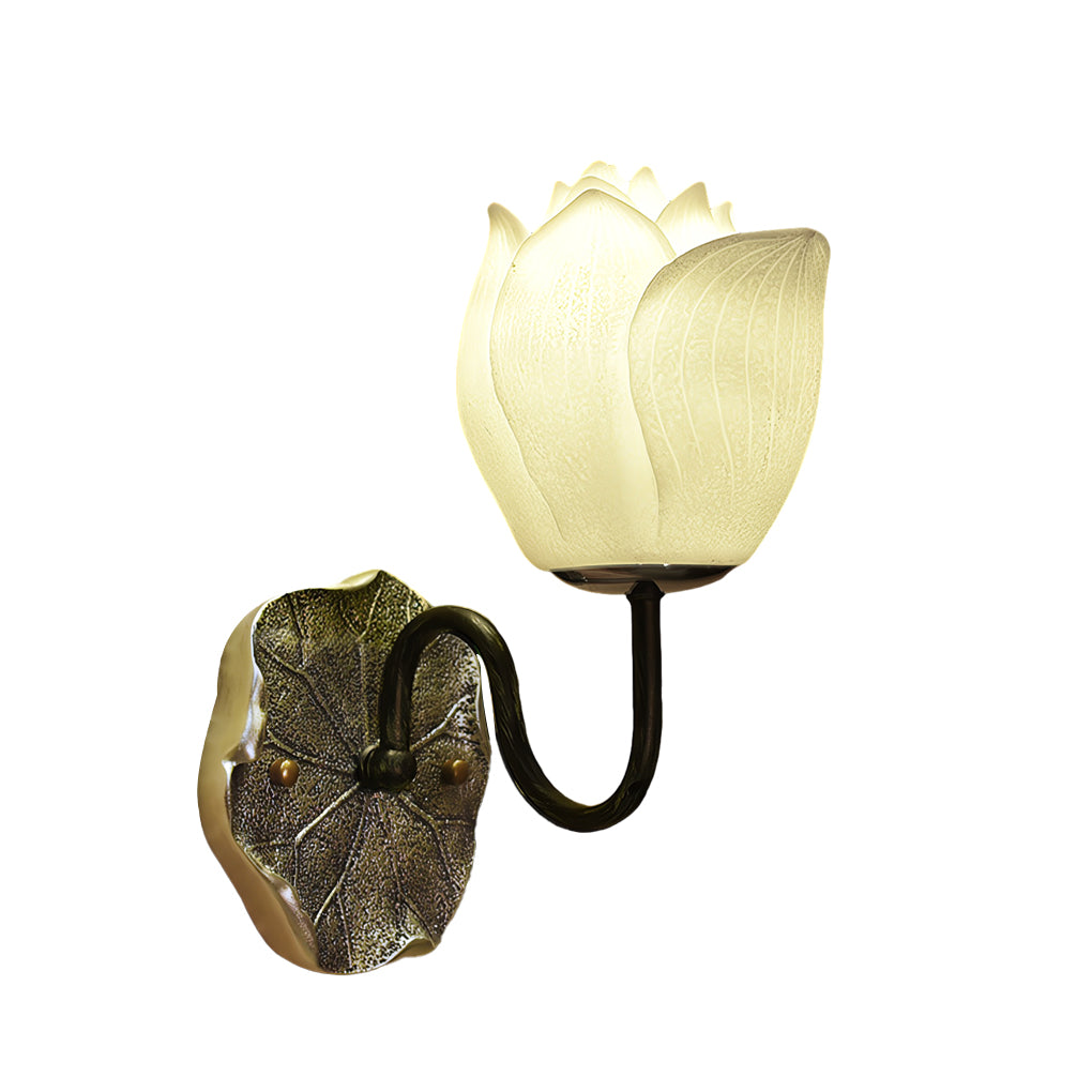 Modern Lotus Flower Resin Wall Sconce with 3 Color Dimming for Bedroom and Living Room Lighting
