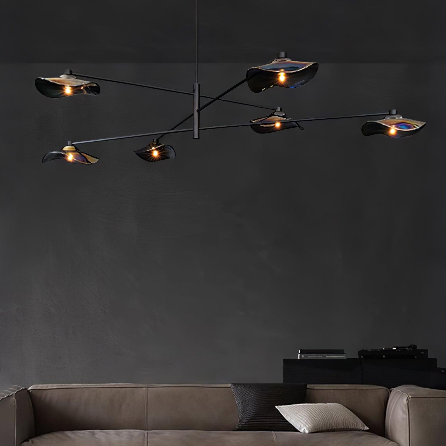 Modern Lotus Leaf Glass Pendant Chandelier for Living Room and Dining Room
