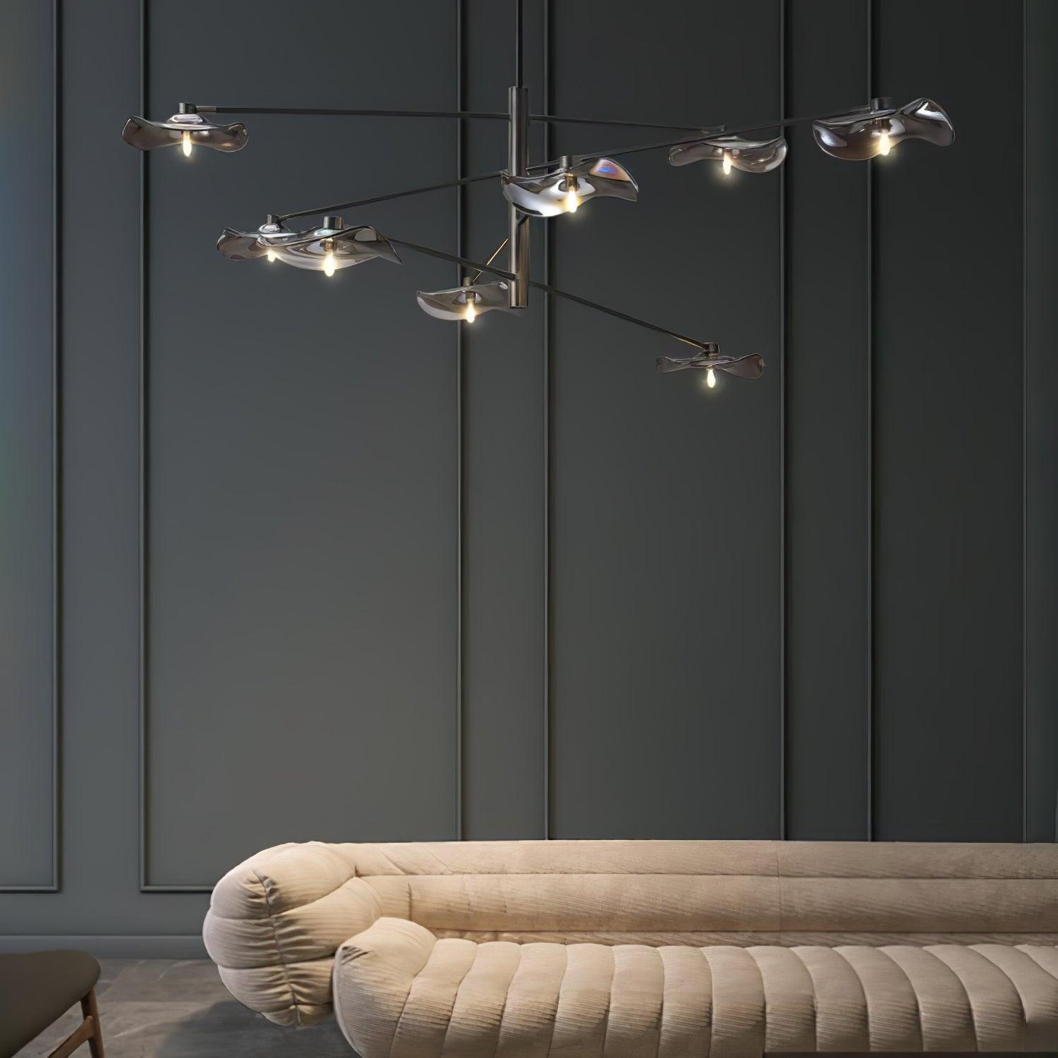 Modern Lotus Leaf Glass Pendant Chandelier for Living Room and Dining Room