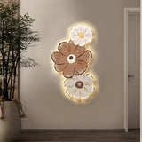 Modern Luminous Flower Plant LED Wall Art USB Powered Crystal Porcelain Painting for Living Room Decor