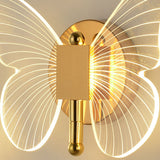 Modern Luxury Acrylic Butterfly LED Wall Sconce Three Step Dimming Gold Finish Light