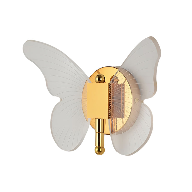 Modern Luxury Acrylic Butterfly LED Wall Sconce Three Step Dimming Gold Finish Light