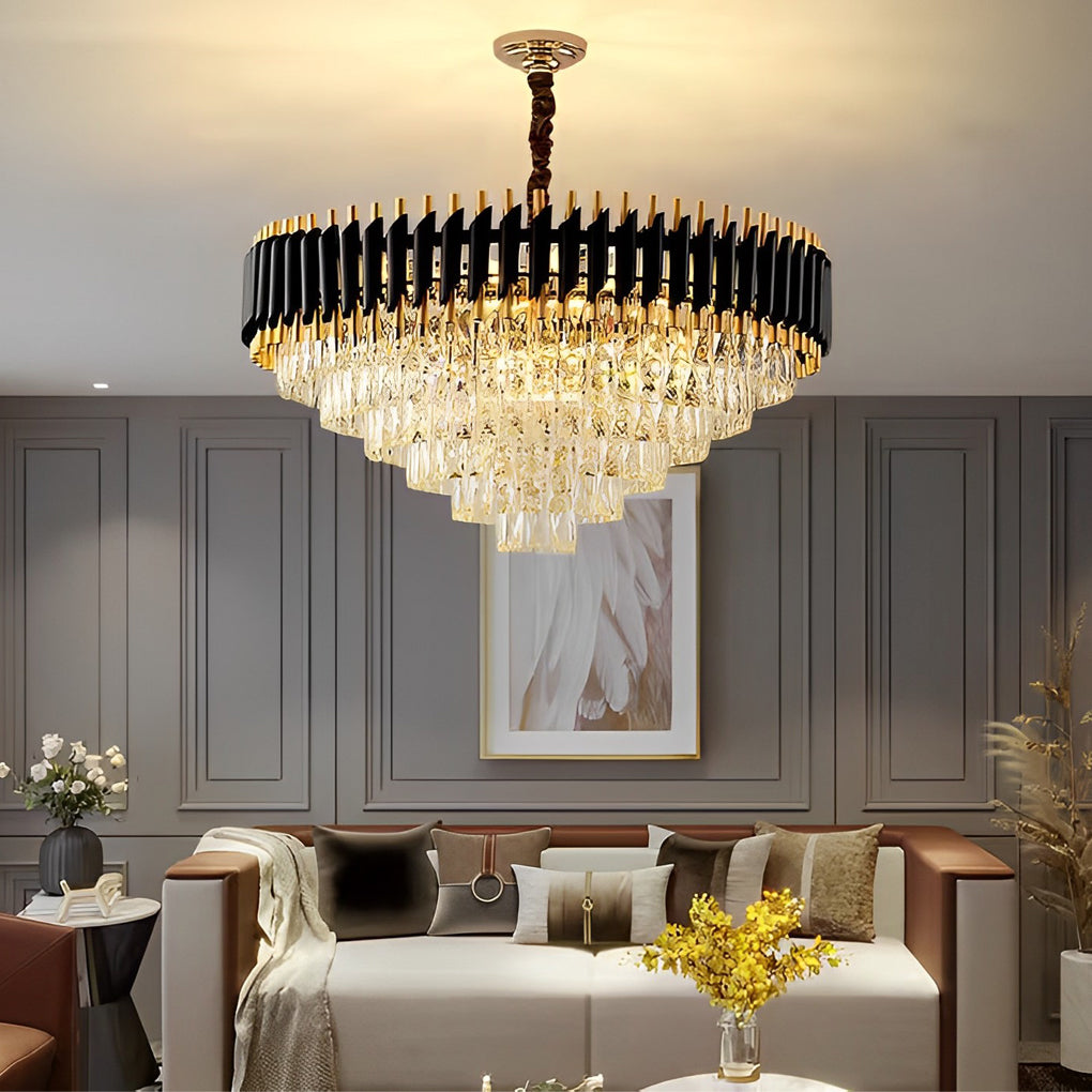 Modern Luxury Crystal Chandelier with 3 Step Dimming for Dining and Living Rooms