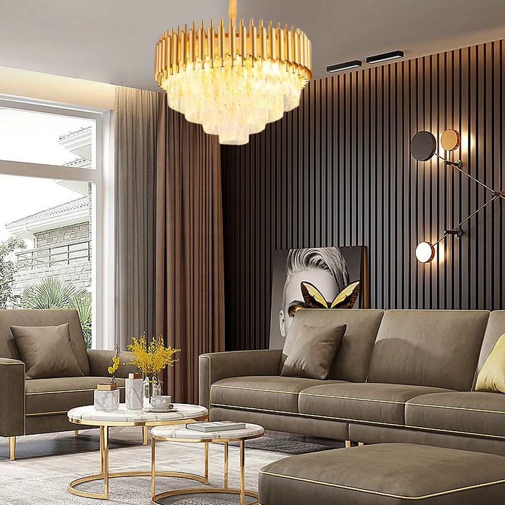 Modern Luxury Crystal Chandelier with 3 Step Dimming for Dining and Living Rooms