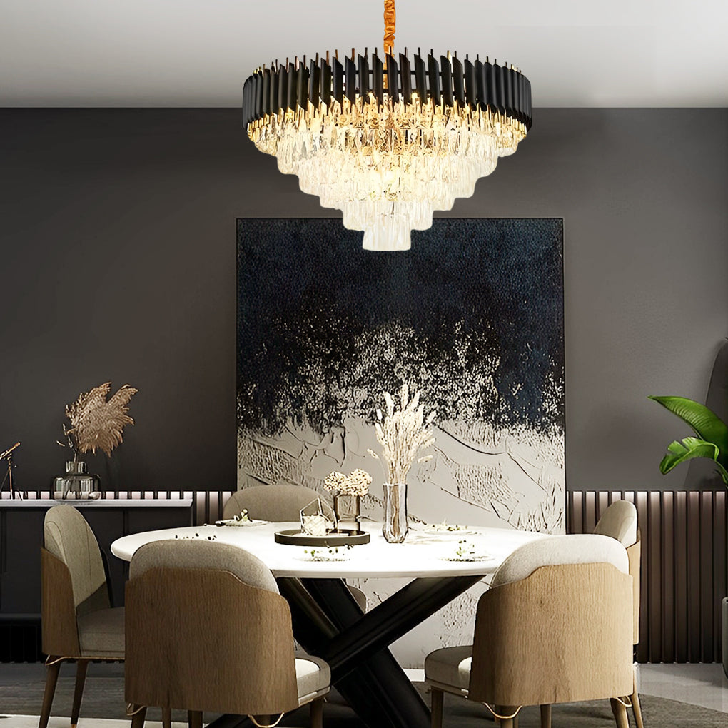 Modern Luxury Crystal Chandelier with 3 Step Dimming for Dining and Living Rooms