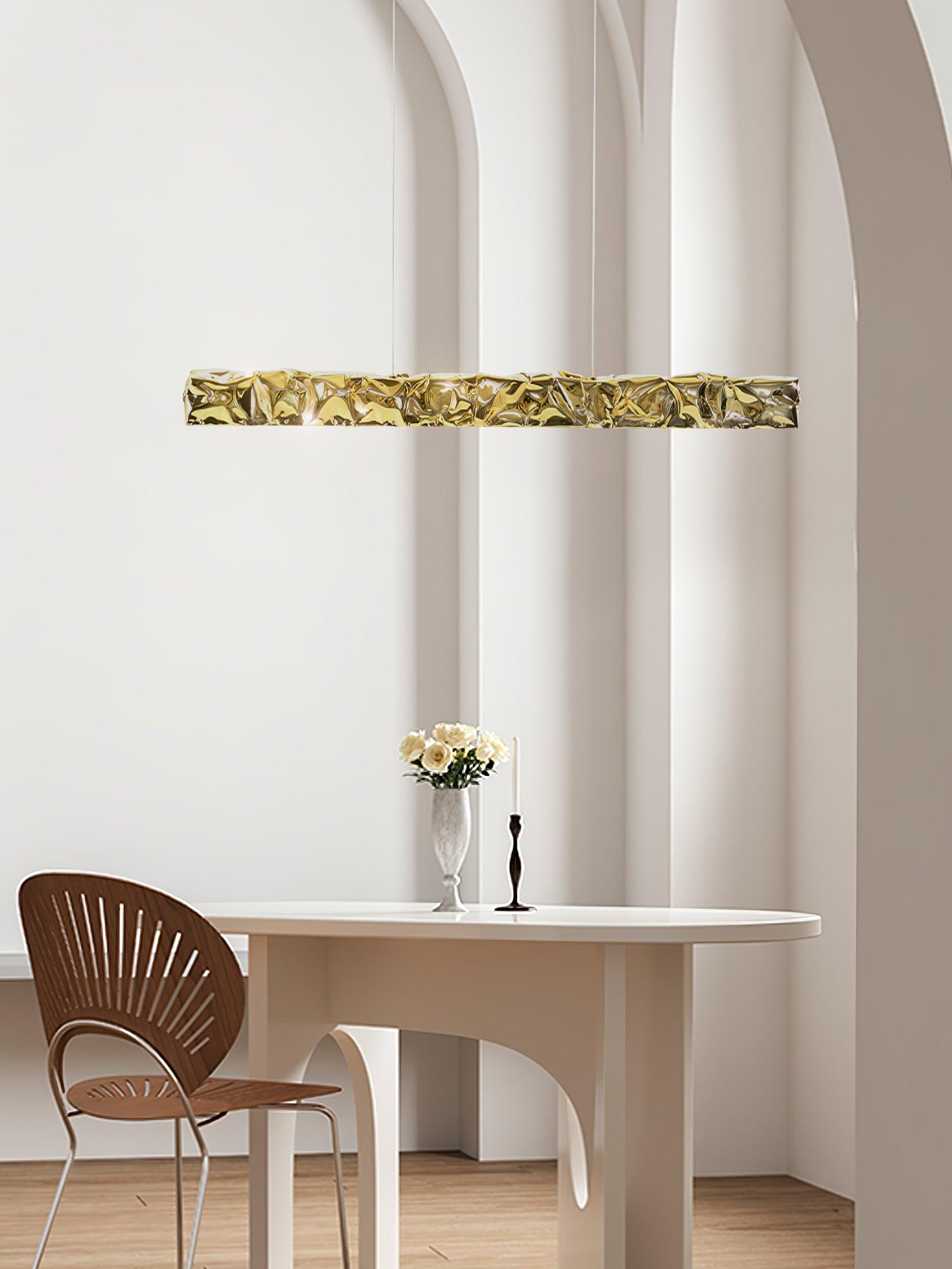 Modern Luxury Crystal LED Pendant Light with Brass Finish for Living Room and Dining Areas