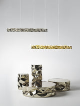 Modern Luxury Crystal LED Pendant Light with Brass Finish for Living Room and Dining Areas