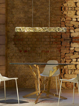 Modern Luxury Crystal LED Pendant Light with Brass Finish for Living Room and Dining Areas