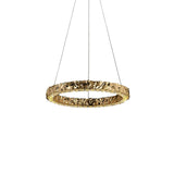 Modern Luxury Crystal LED Pendant Light with Brass Finish for Living Room and Dining Areas