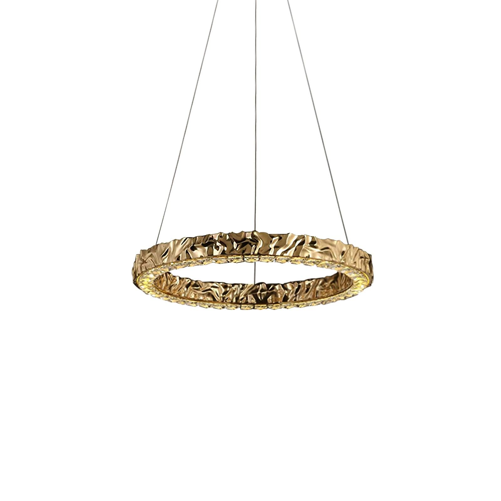 Modern Luxury Crystal LED Pendant Light with Brass Finish for Living Room and Dining Areas