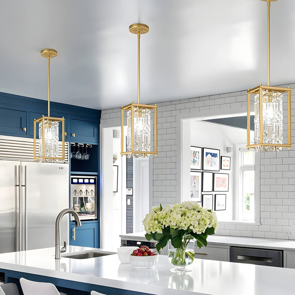 Modern Luxury Crystal Pendant Light Iron Frame Ceiling Chandelier for Dining Room and Bedroom