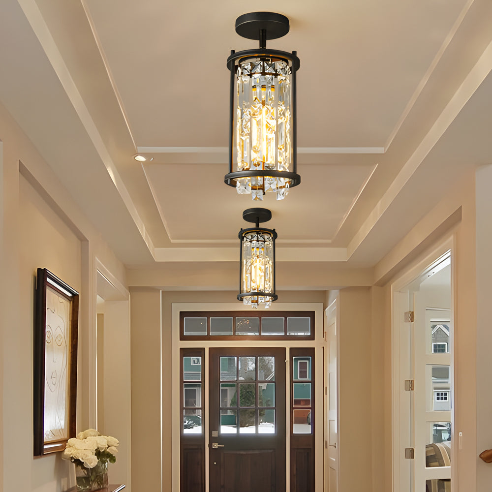 Modern Luxury Crystal Pendant Light Iron Frame Ceiling Chandelier for Dining Room and Bedroom