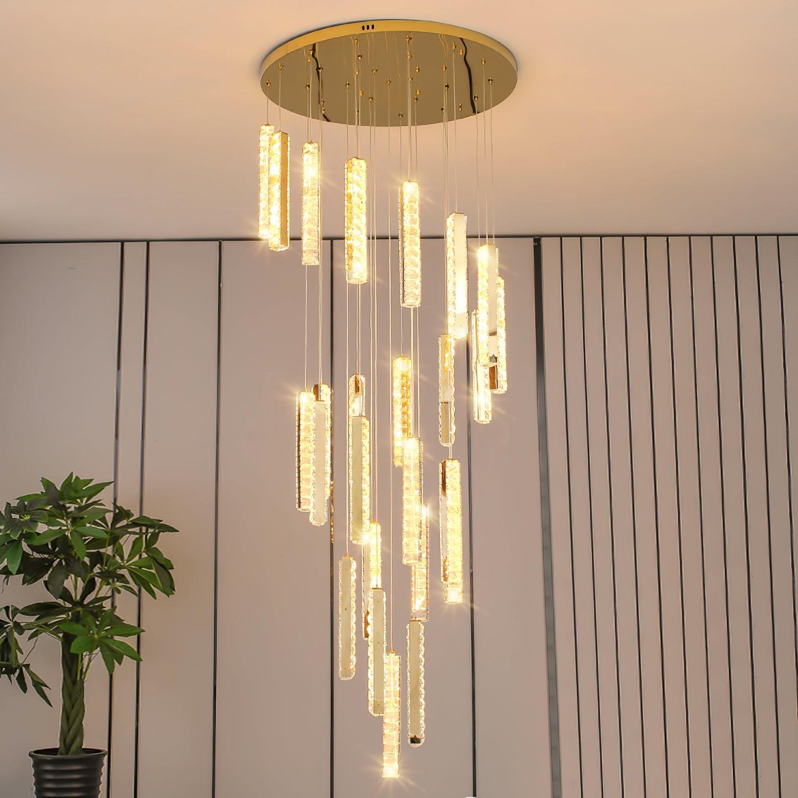 Modern Luxury Crystal Ring Chandelier Gold Finish Integrated LED Pendant Light