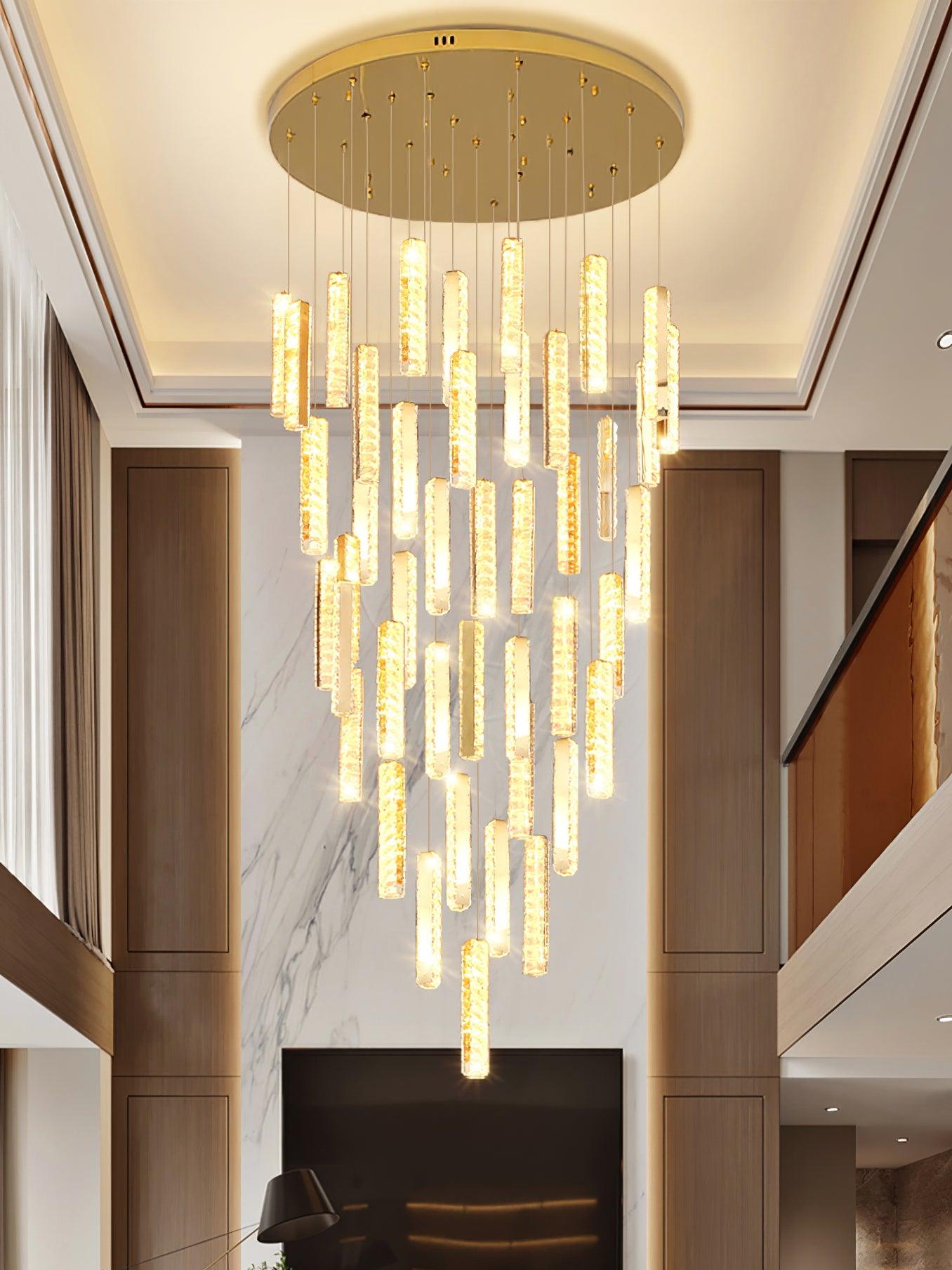 Modern Luxury Crystal Ring Chandelier Gold Finish Integrated LED Pendant Light