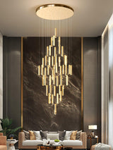 Modern Luxury Crystal Ring Chandelier Gold Finish Integrated LED Pendant Light