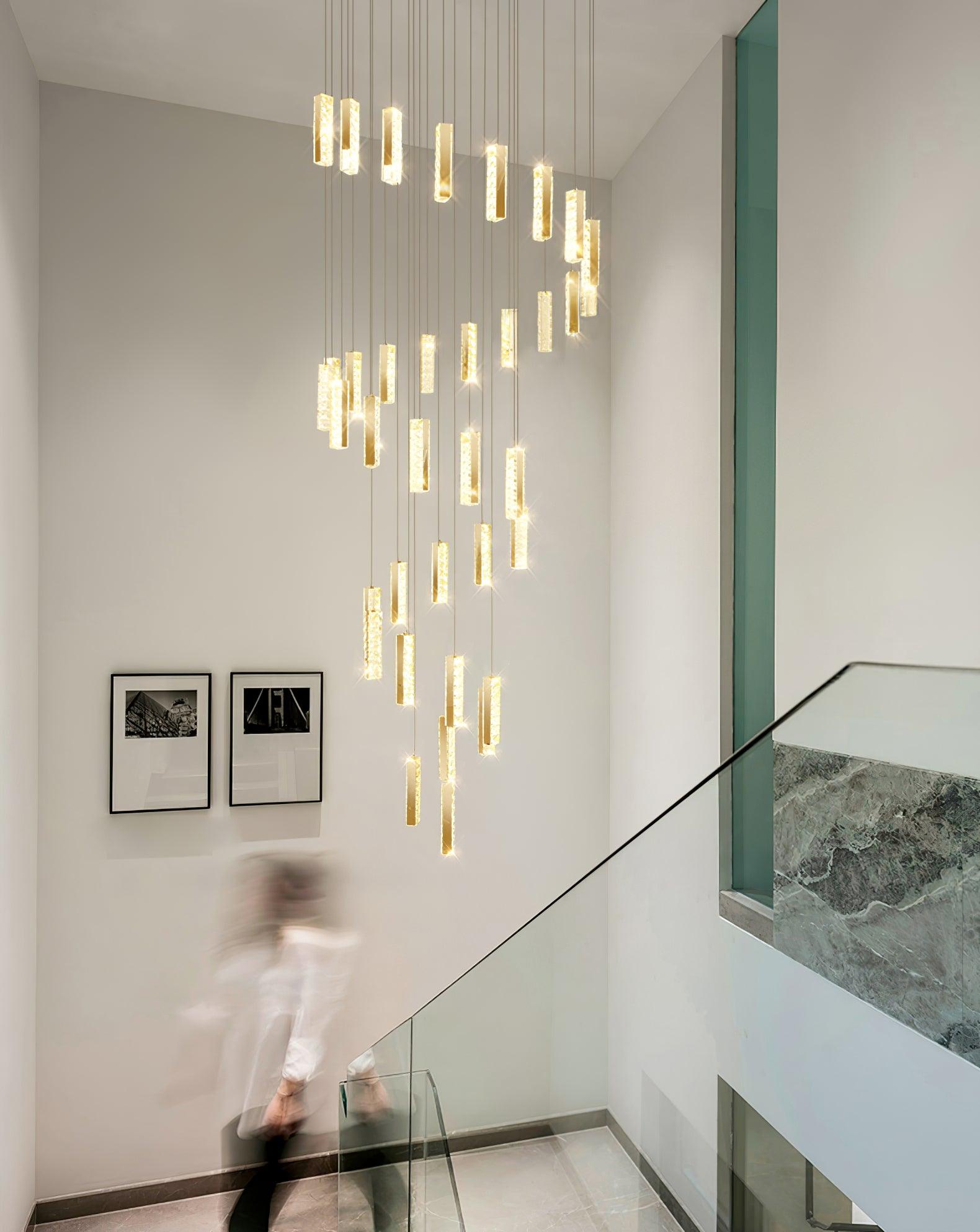 Modern Luxury Crystal Ring Chandelier Gold Finish Integrated LED Pendant Light