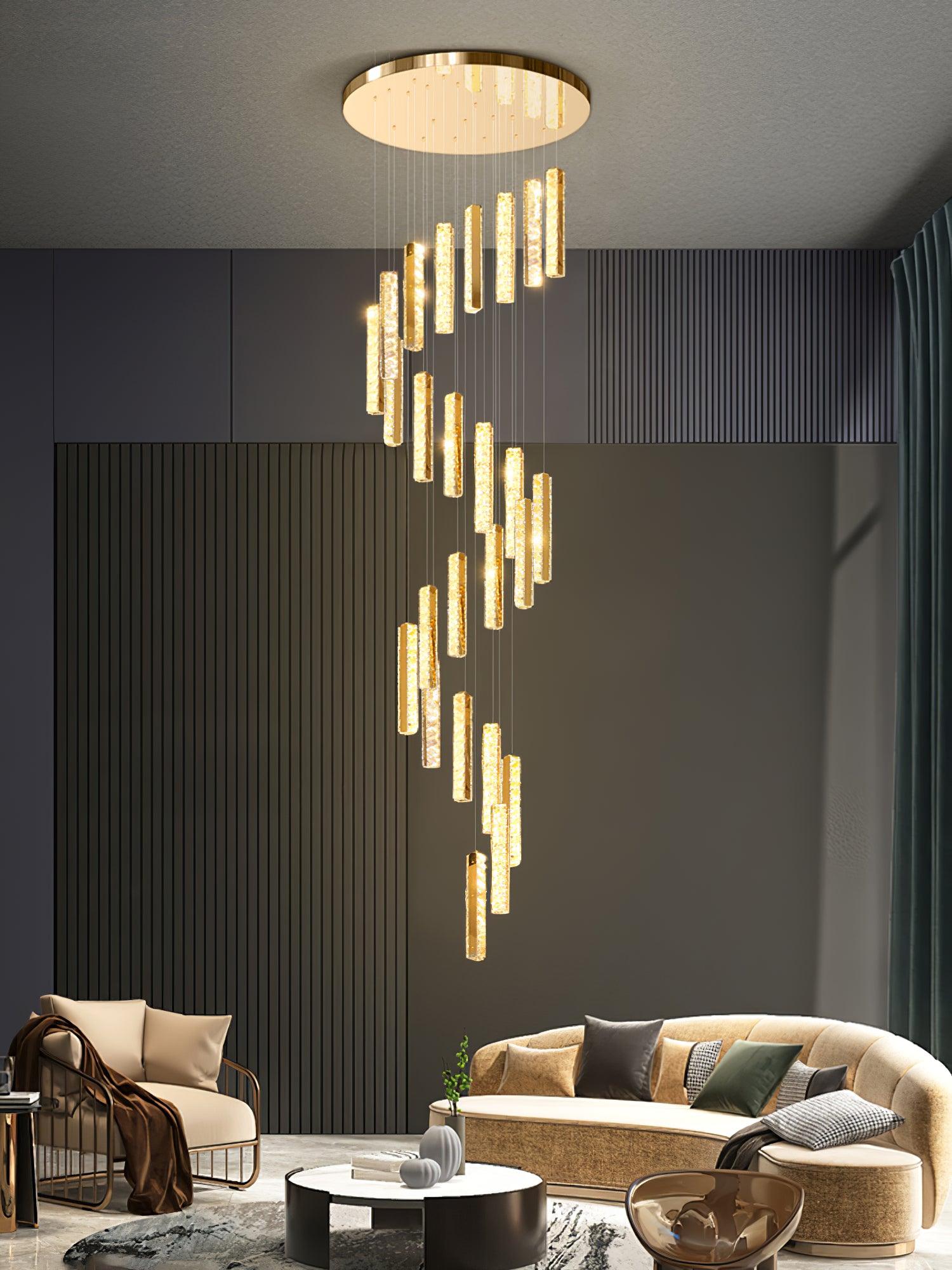Modern Luxury Crystal Ring Chandelier Gold Finish Integrated LED Pendant Light