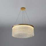 Modern Luxury Crystal Ring LED Chandelier with Stainless Steel Frame for Living Room