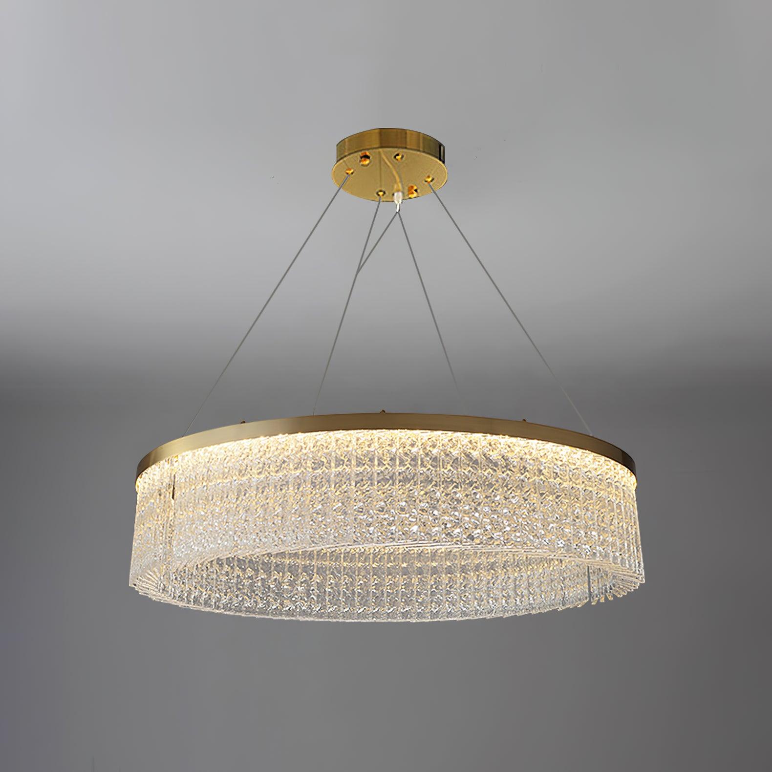 Modern Luxury Crystal Ring LED Chandelier with Stainless Steel Frame for Living Room