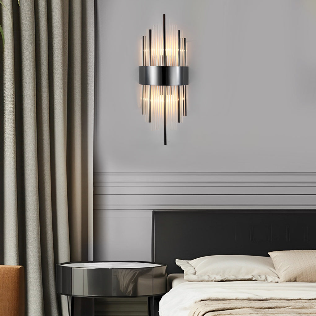 Modern Luxury Crystal Wall Sconce LED Stainless Steel Light Fixture with Three Step Dimming for Living Room