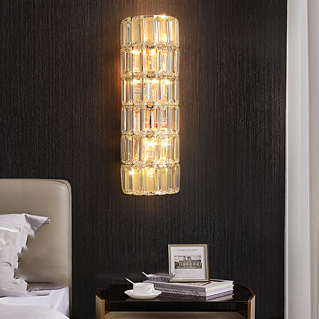 Modern Luxury Gold Crystal Wall Lamp Three Step Dimming Sconce for Living Room
