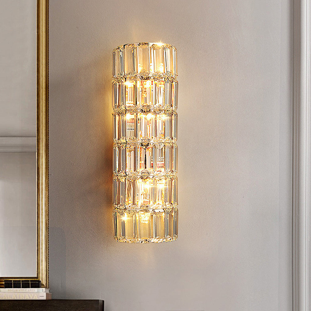 Modern Luxury Gold Crystal Wall Lamp Three Step Dimming Sconce for Living Room