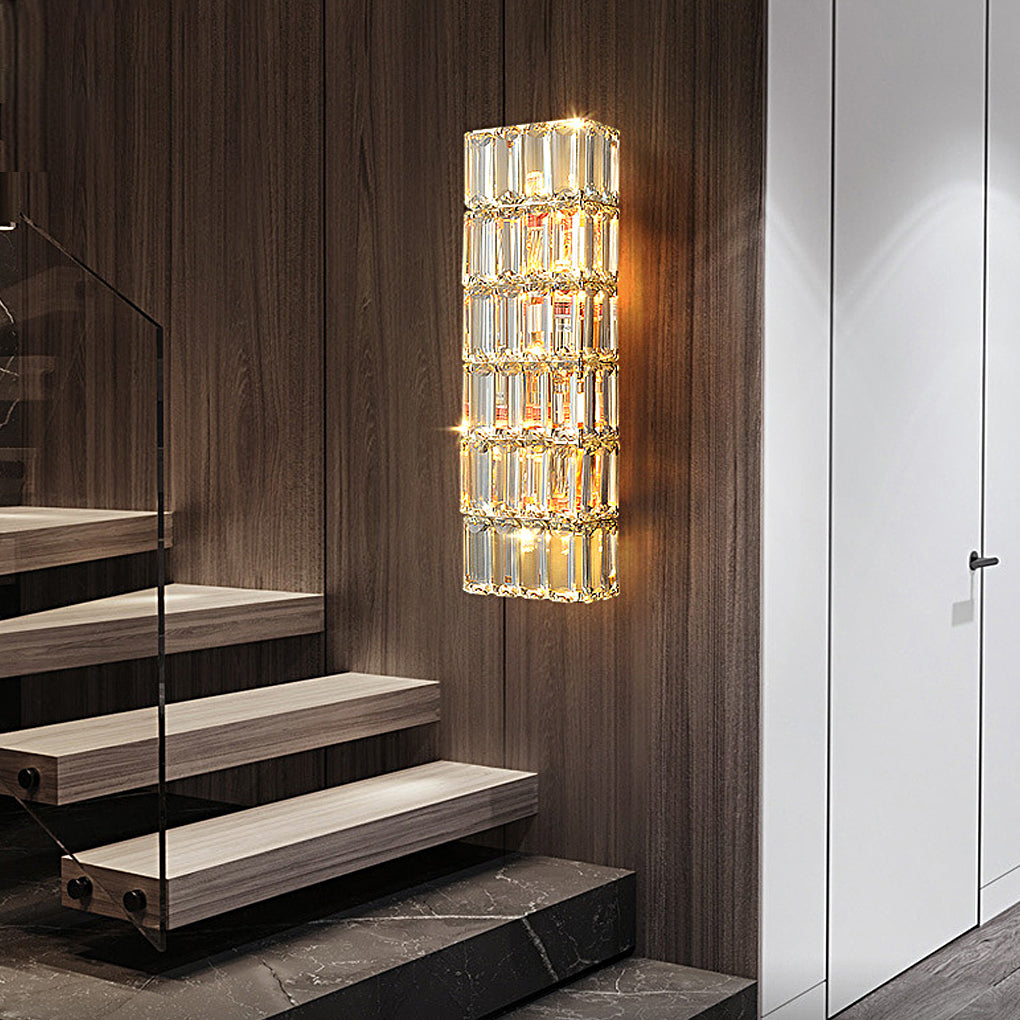 Modern Luxury Gold Crystal Wall Lamp Three Step Dimming Sconce for Living Room