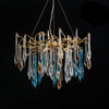Modern Luxury Gold Round Teardrop Crown Glass Chandelier Pendant Ceiling Light