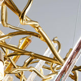 Modern Luxury Gold Round Teardrop Crown Glass Chandelier Pendant Ceiling Light