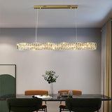 Modern Luxury Linear K9 Crystal LED Pendant Light for Kitchen Island and Dining Room