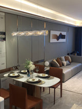 Modern Luxury Linear K9 Crystal LED Pendant Light for Kitchen Island and Dining Room