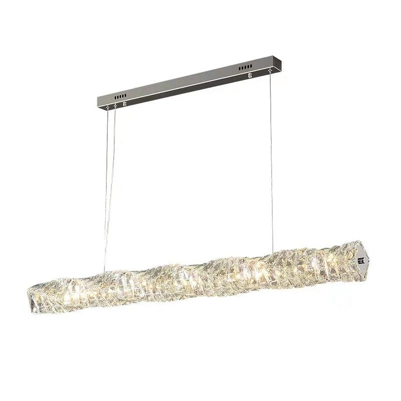 Modern Luxury Linear K9 Crystal LED Pendant Light for Kitchen Island and Dining Room